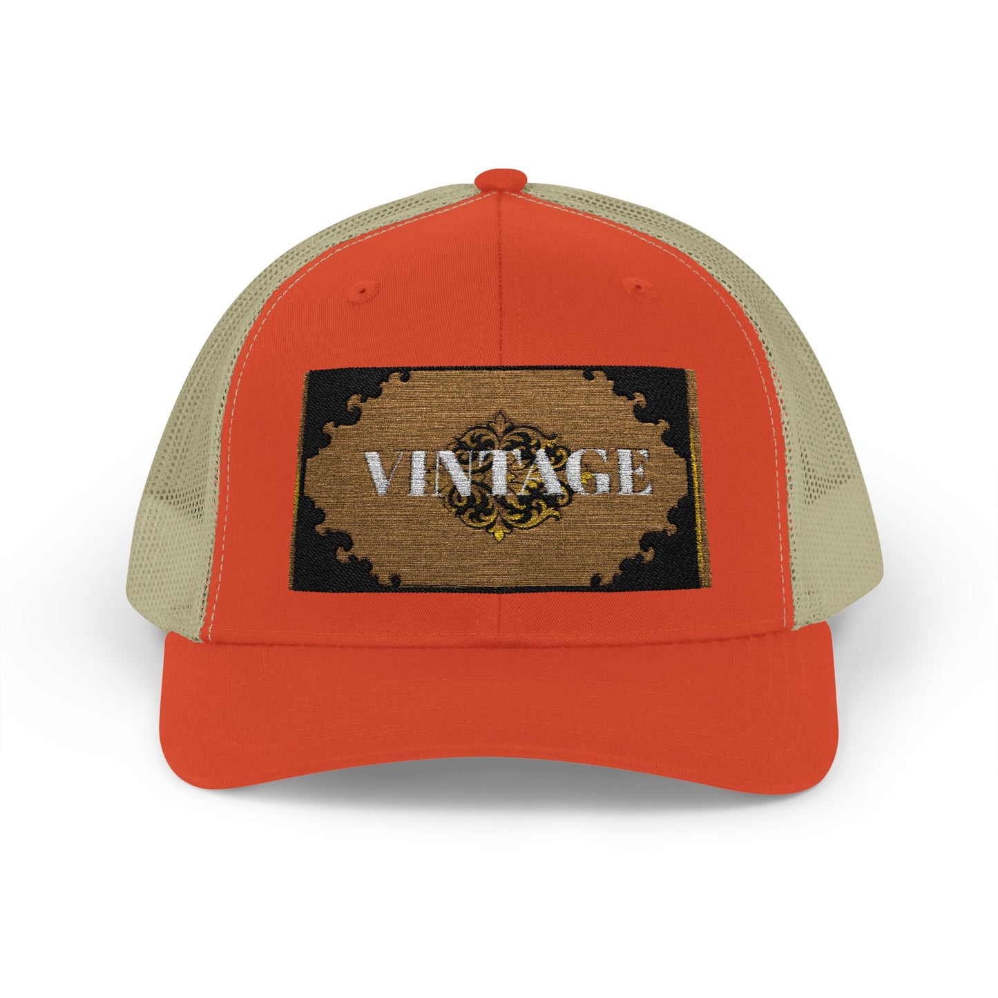 Mauve & Black-Gold Vintage Baroque Patch Trucker Cap