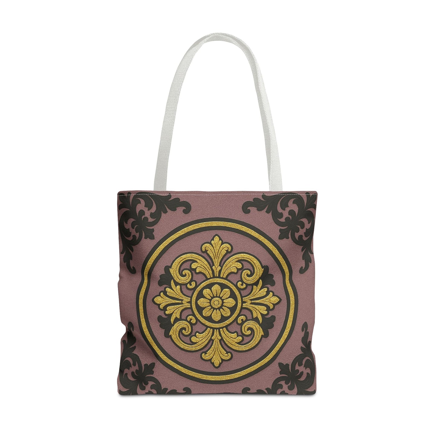 Elegant Gilded Mauve With Gold-Black Baroque Print Tote Bag, Reusable Shopping Tote, Gift for Her, Weekend Bag, Eco-Friendly Handbag
