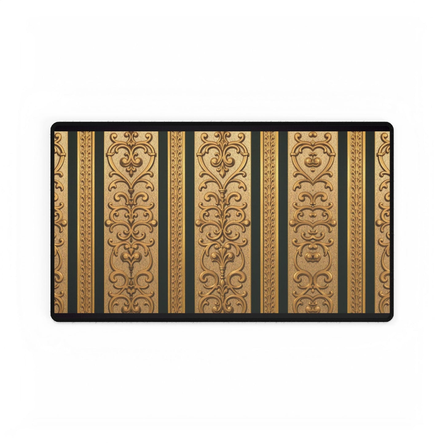 Elegant Teal Striped Gold Baroque Desk Mats for Stylish Workspaces, Office Decor, Gift for Home Office, Modern Accessories, Desk Protection