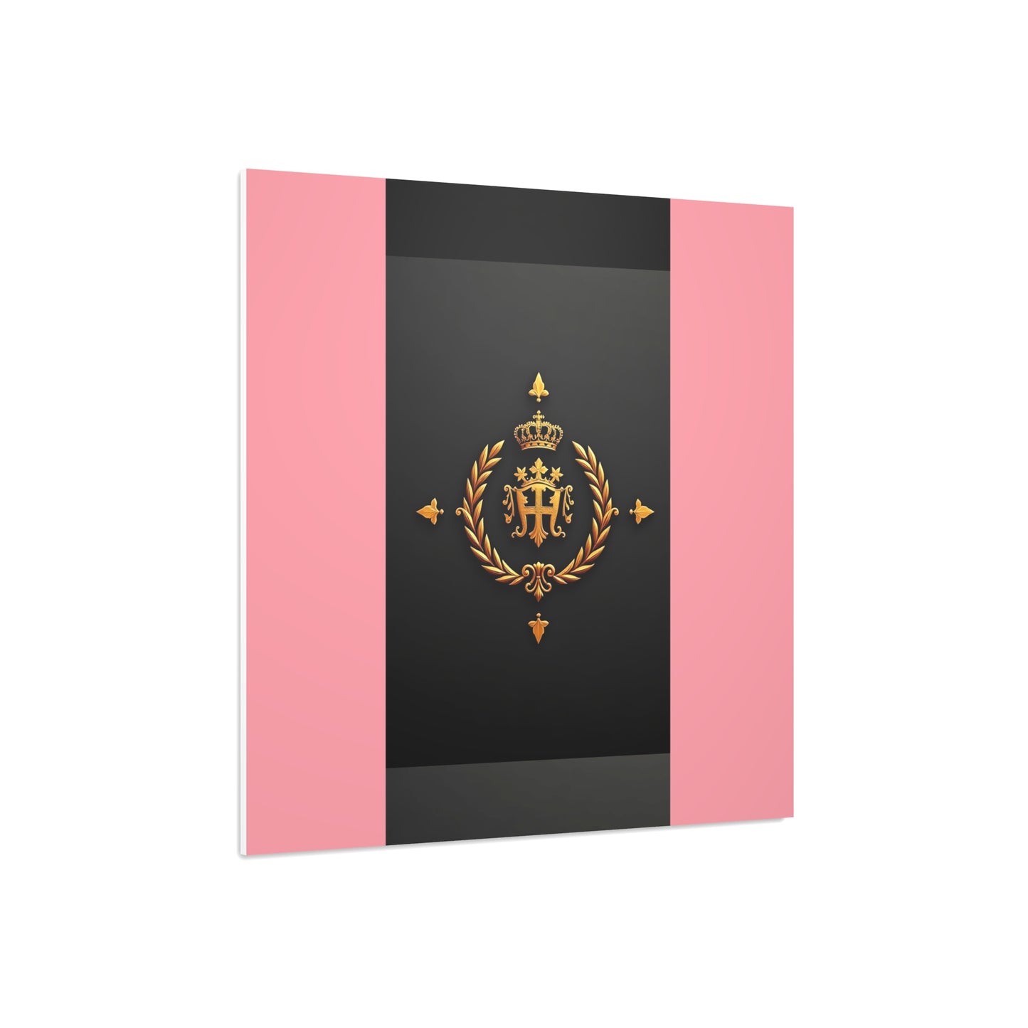 Elegant Wall Art Foam Board, Luxurious Home Decor, Modern Design Display, Stylish Room Accent, Office Decor, Unique Gift - Pink Striped Gold Crest