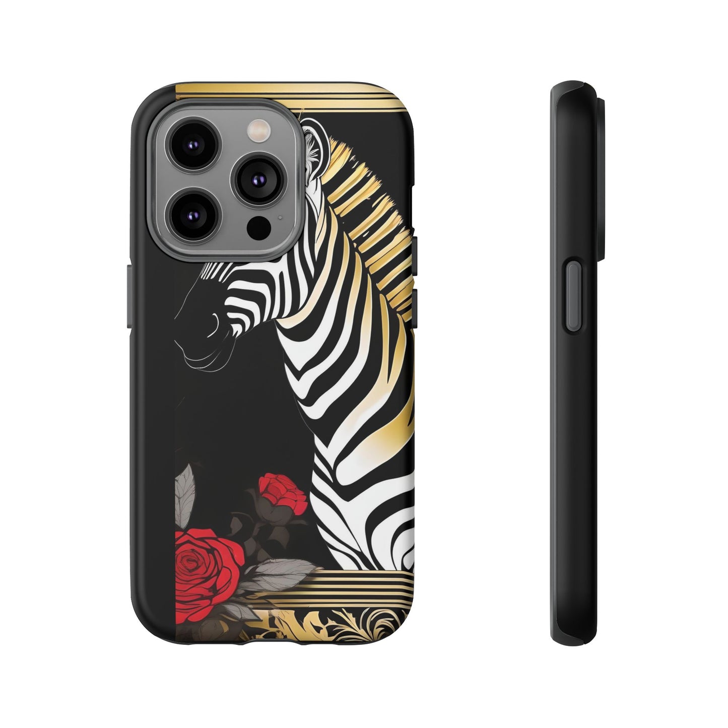 Phone Case - Elegant Zebra & Roses Design