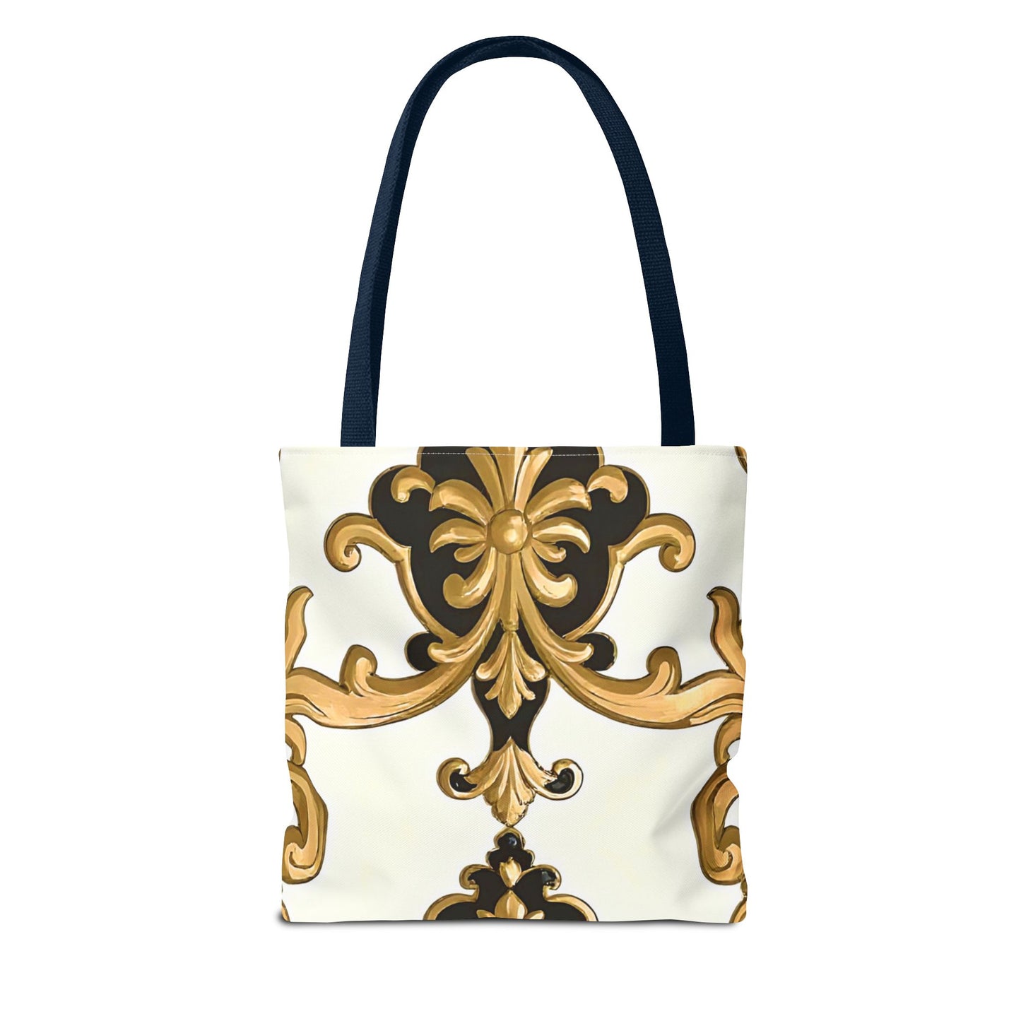 Elegant Floral Tote Bag | Stylish Reusable Bag for Everyday Use, Gift for Her, Shopping, Beach, Travel, Eco-Friendly - Black & Gold Rococo