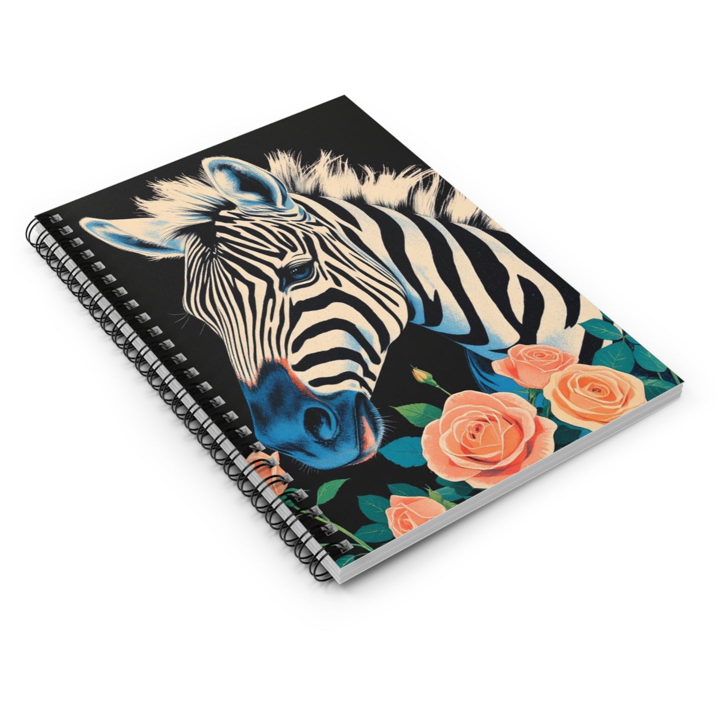Elegant Vintage Spiral Notebook - Ruled Line with Zebra & Roses