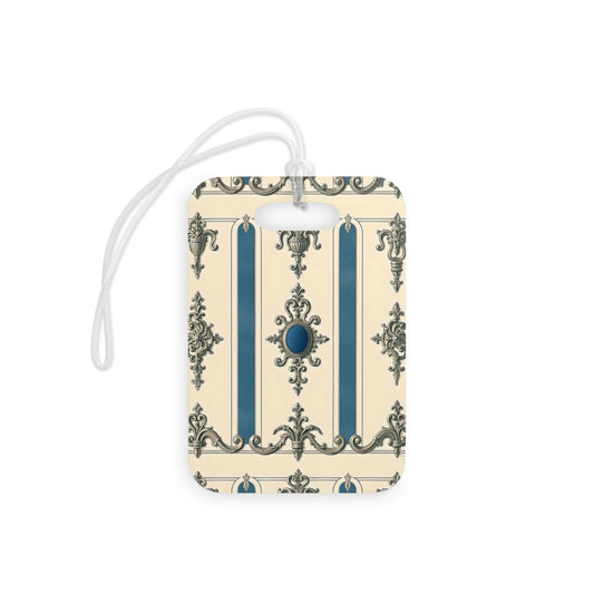 Elegant Vintage Luggage Tags - Stylish Travel Accessories - Alabaster & Ocean Blue Baroque