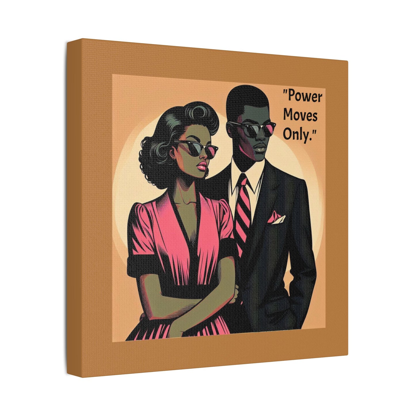 Afro Art Print Canvas, Wall Decor, Satin Stretched Canvas, African American Art, Office Decor, Home Decor - "Power Moves Only."