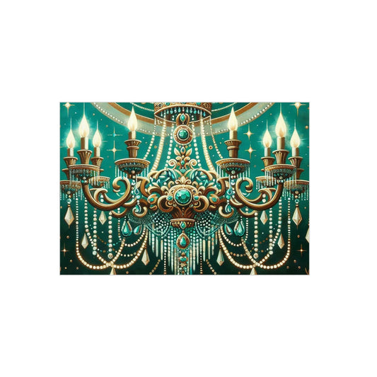 Elegant Chandelier Foam Board Art, Home Decor, Wall Art, Vintage Decor, Birthday Gift, Wedding Decor - Green & Gold Jeweled Chandelier