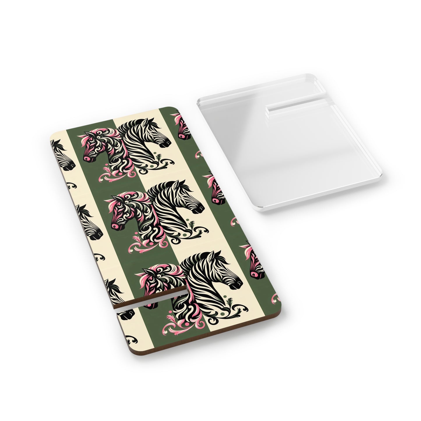 Elegant Floral Motif Smartphone Display Stand - Zebra & Damask - Decorative Mobile Holder