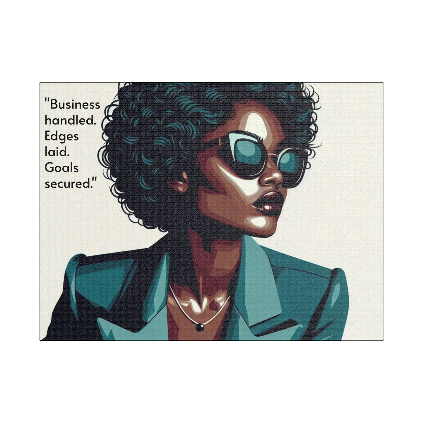 Afro Art Print Canvas, Wall Decor, Satin Stretched Canvas, African American Art, Office Decor, Home Decor - "Business handled."