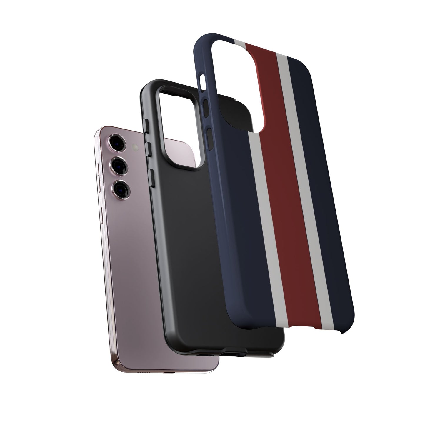Lunar Midnight & Red-White Striped Stylish Phone Case - Tough Cases, Custom iPhone Cover, Sleek Phone Accessories, Gifts for Him/Her