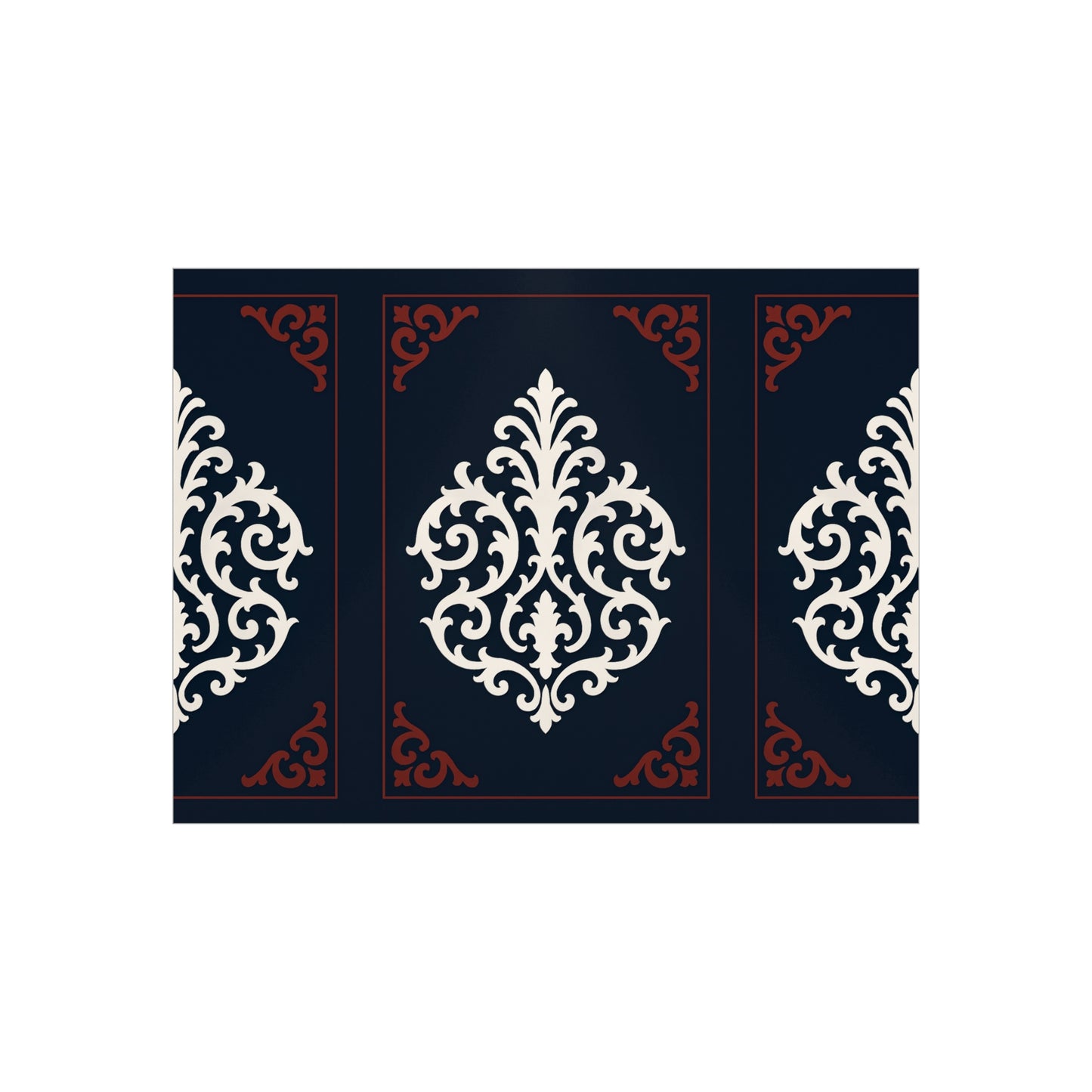 Dusk Blue-Maroon & White Baroque Foam Board Wall Art — Blue, White & Maroon Pattern