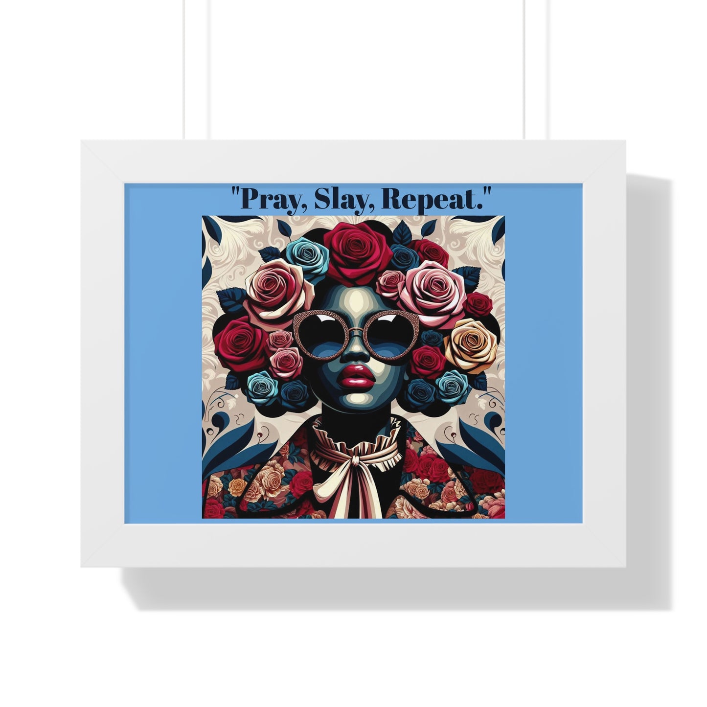 Empowering Art Print – "Pray, Slay, Repeat" Framed Poster for Inspirational Home Decor