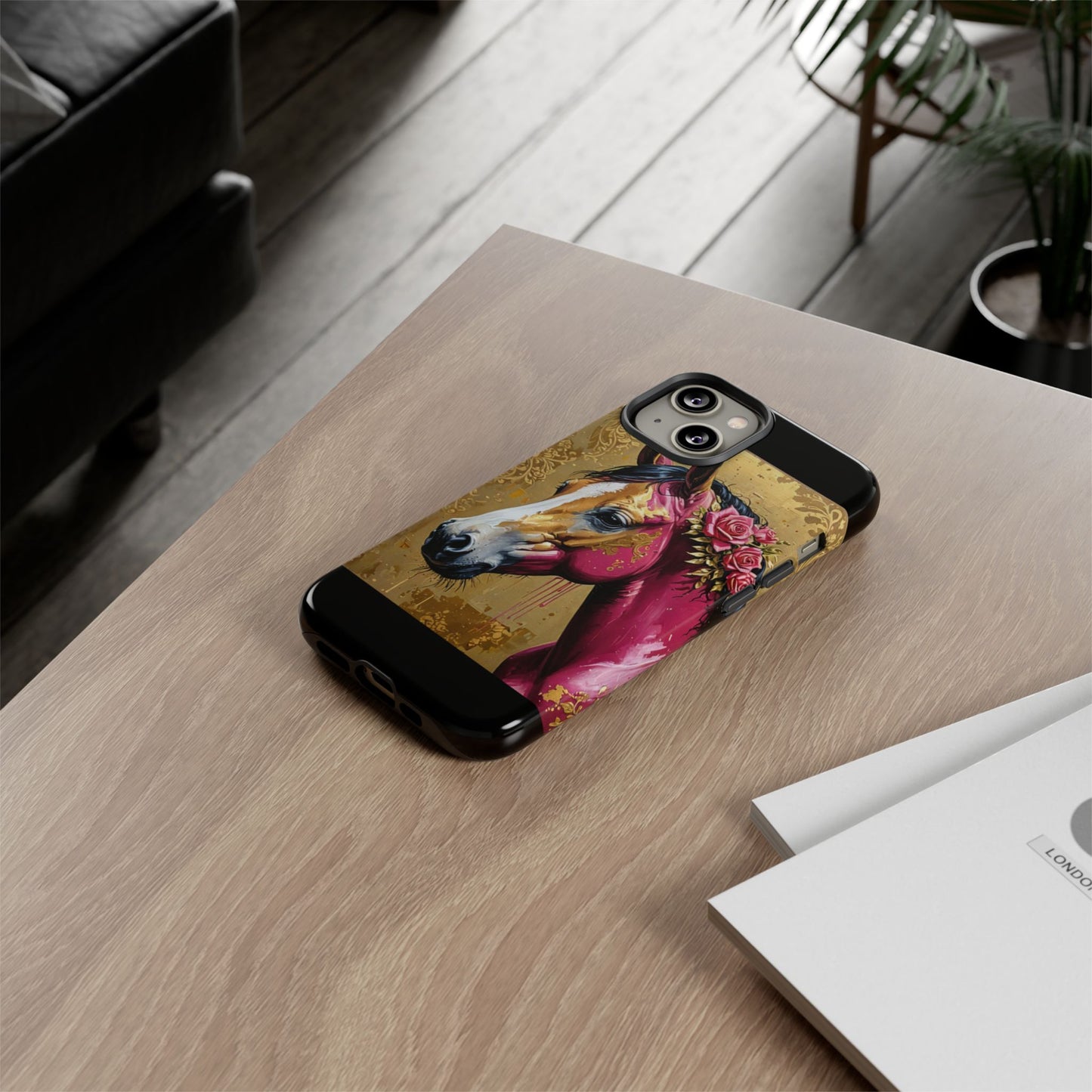 Phone Case - Elegant Horse Damask Design