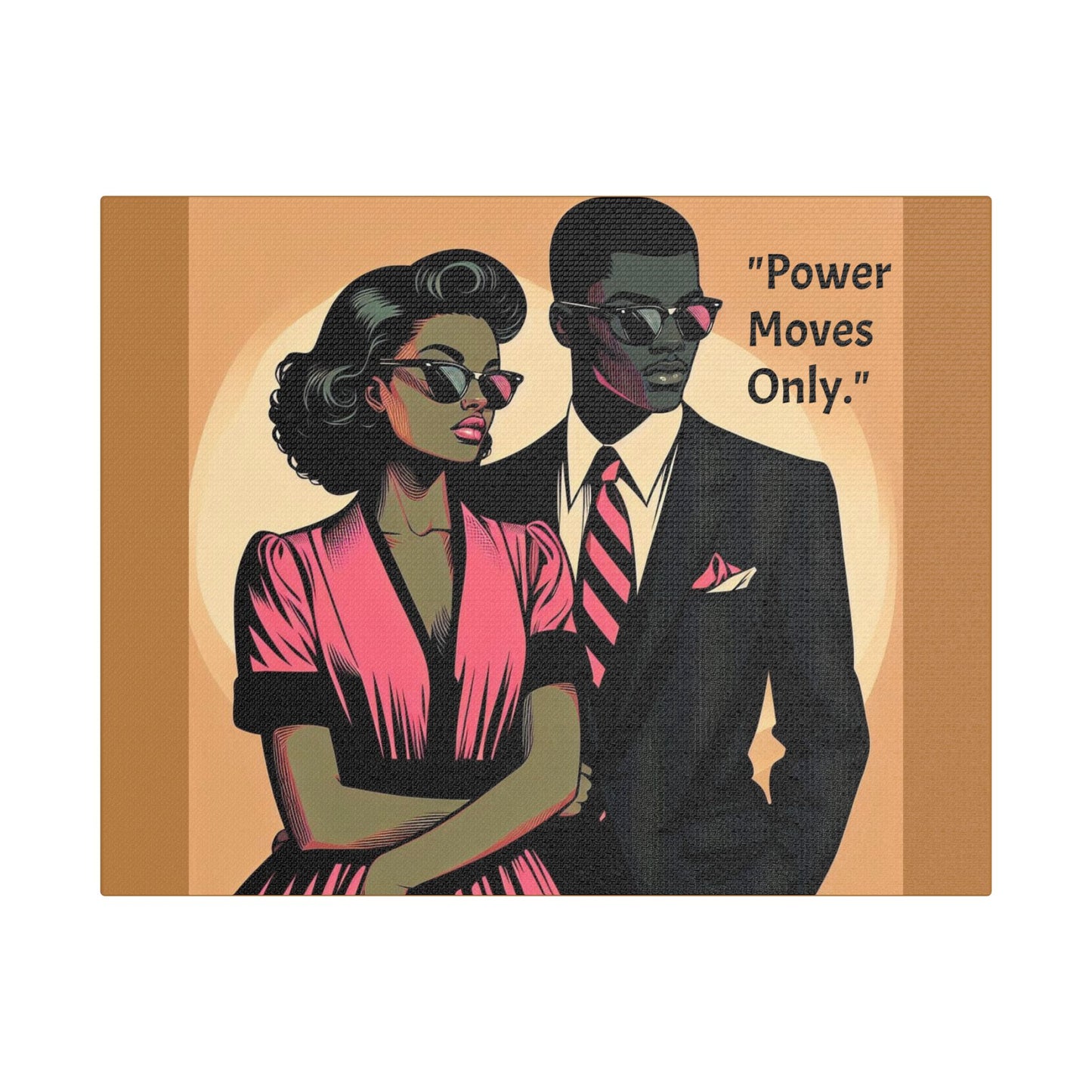 Afro Art Print Canvas, Wall Decor, Satin Stretched Canvas, African American Art, Office Decor, Home Decor - "Power Moves Only."