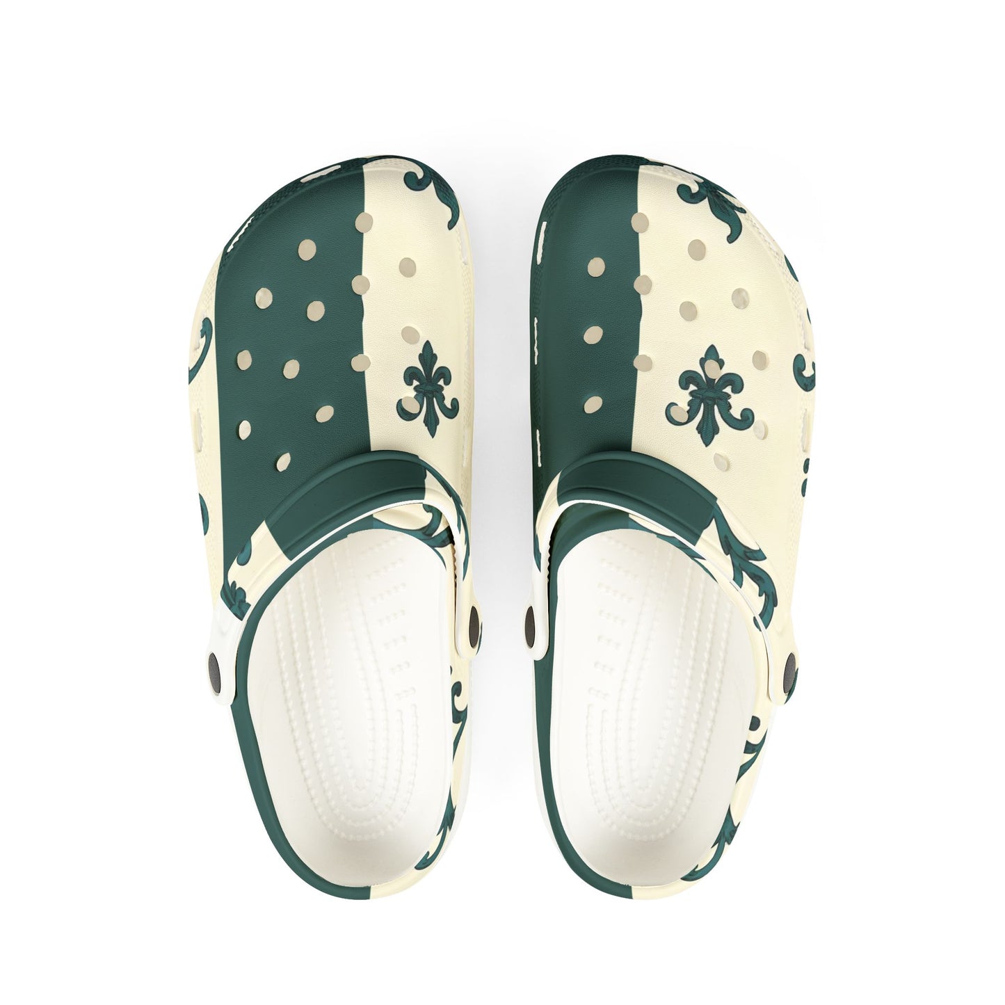 Stylish EVA Foam Rubber Shoes, Trendy Garden Clogs, Comfortable Summer Footwear, Perfect for Outdoors - Teal Striped Rococo