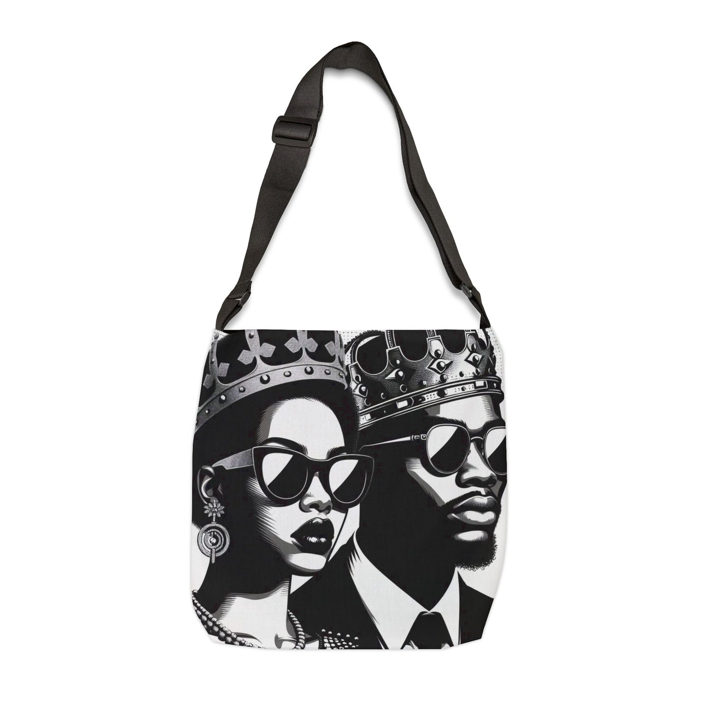 Royalty Inspired Adjustable Tote Bag, Fashion Tote, Queen and King Tote, Stylish Grocery Bag, Unique Gift for Her, Art Tote