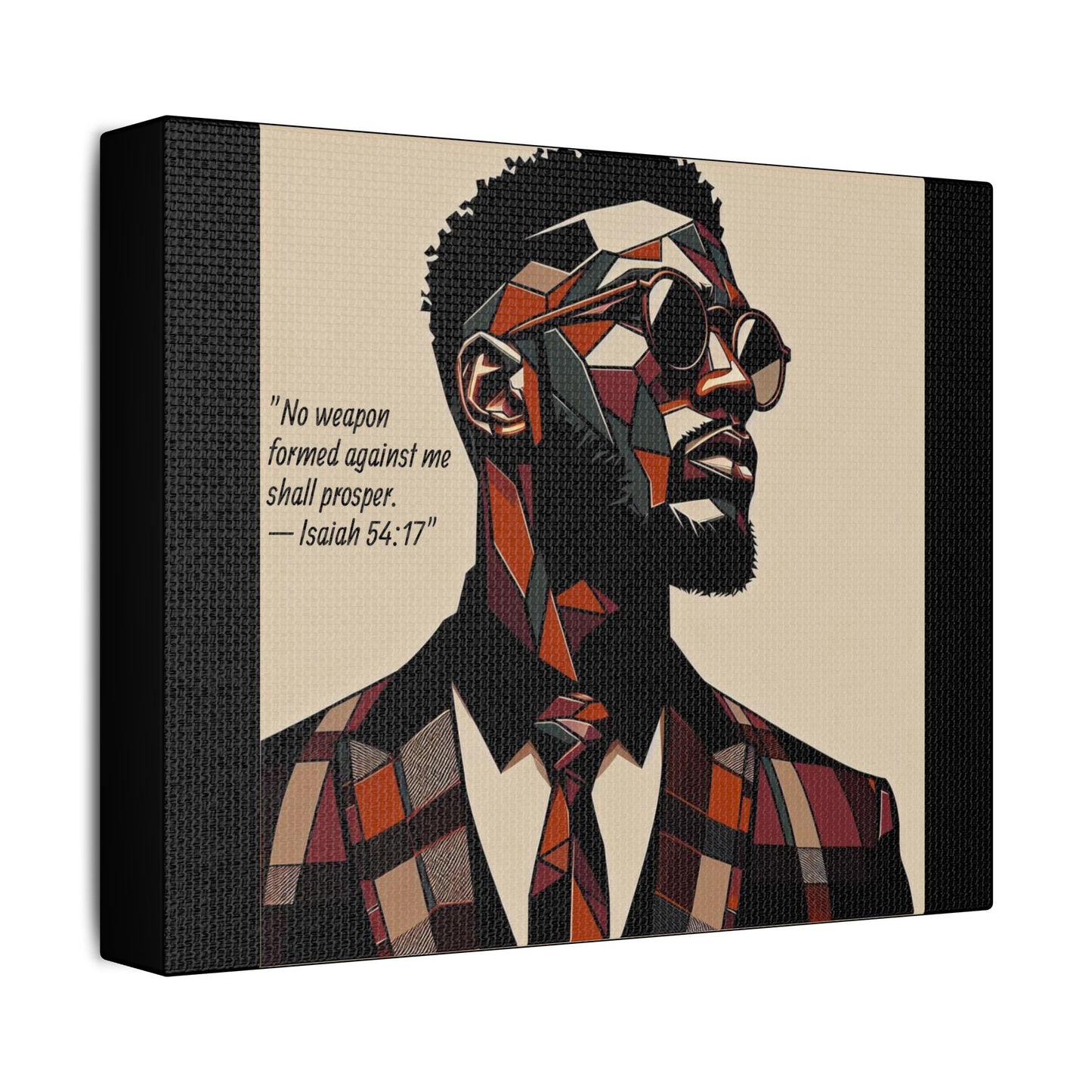 Afro Art Print Canvas, Wall Decor, Satin Stretched Canvas, African American Art, Office Decor, Home Decor - Isaiah 54:17
