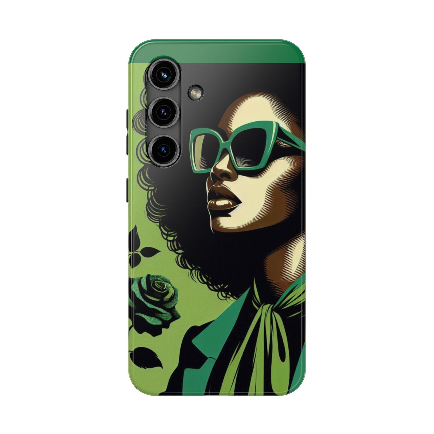 Chic Tough Phone Case | Artistic Green & Black Design | Phone Protection, Gift for Her, Stylish Accessory, Trendy Tech - Lady in Green
