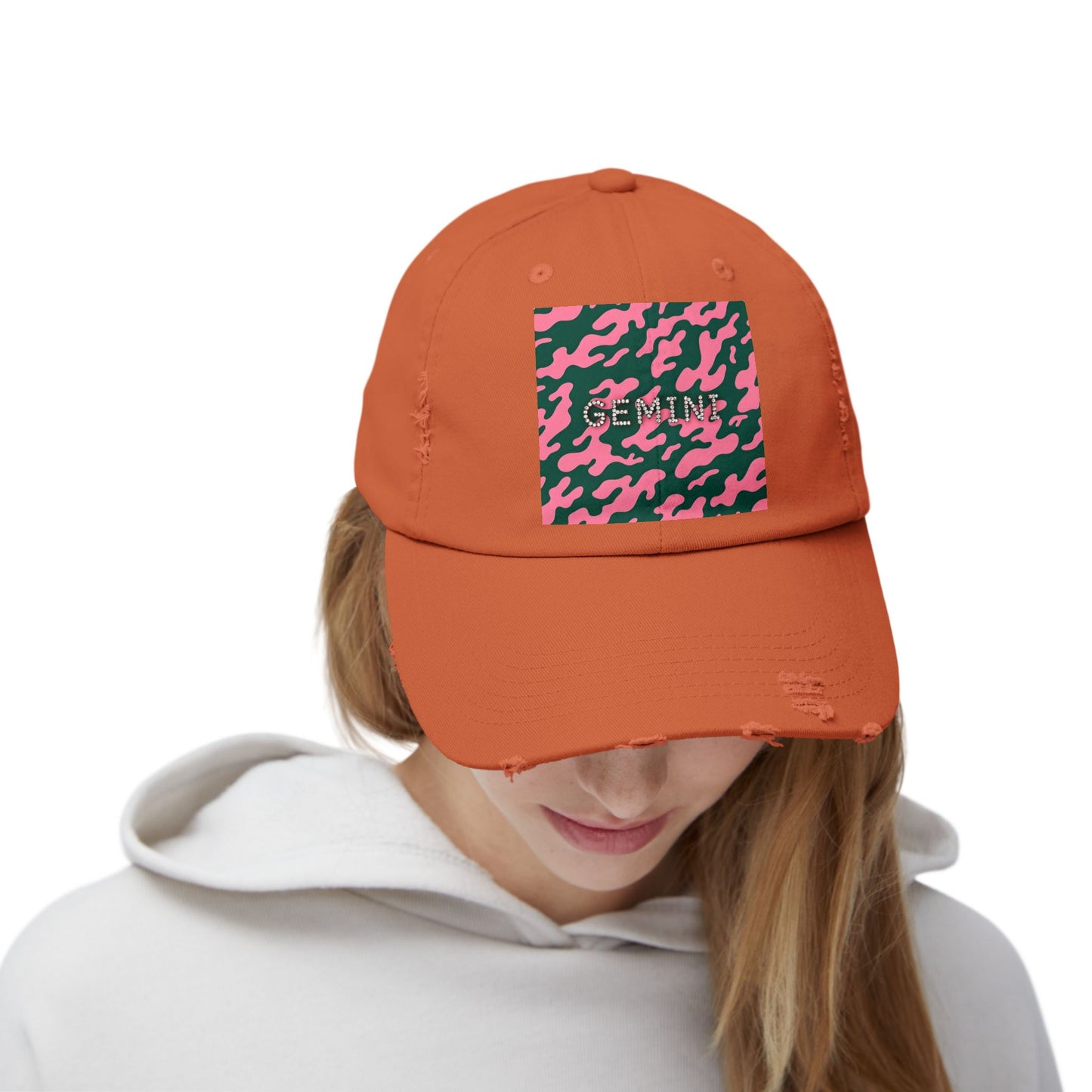 Gemini Distressed Cap - Trendy Unisex Camo Hat for Astrology Lovers
