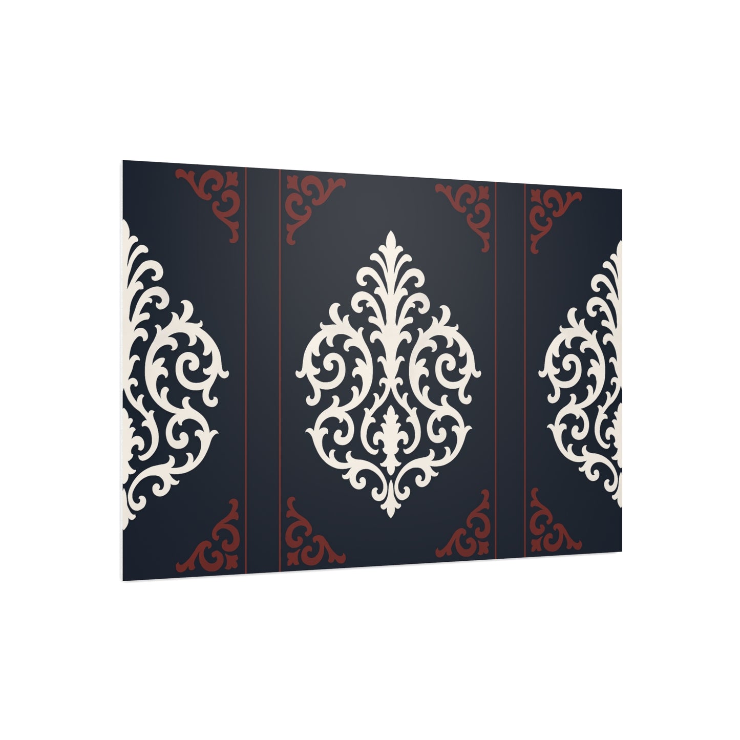 Dusk Blue-Maroon & White Baroque Foam Board Wall Art — Blue, White & Maroon Pattern