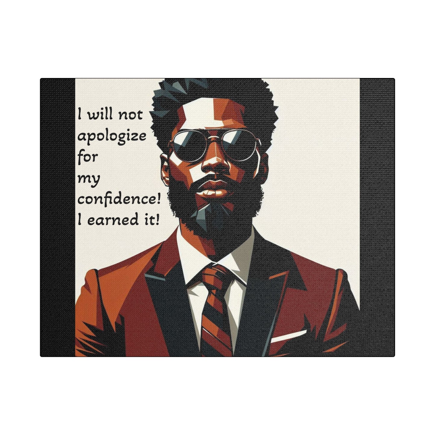 Afro Art Print Canvas, Wall Decor, Satin Stretched Canvas, African American Art, Office Decor, Home Decor - Confident Man In Suit