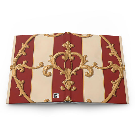 Elegant Ornate Hardcover Journal - Perfect for Writing & Journaling - Alabaster & Dusk Orange Striped Baroque