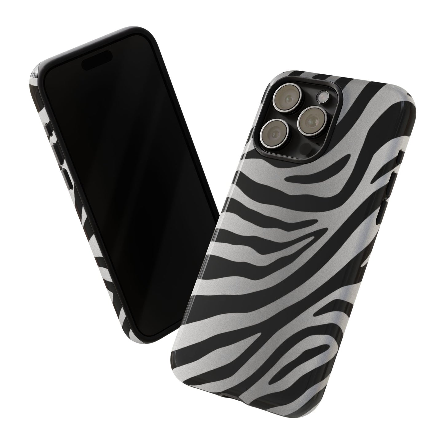 Zebra Print Tough Phone Case - Silver