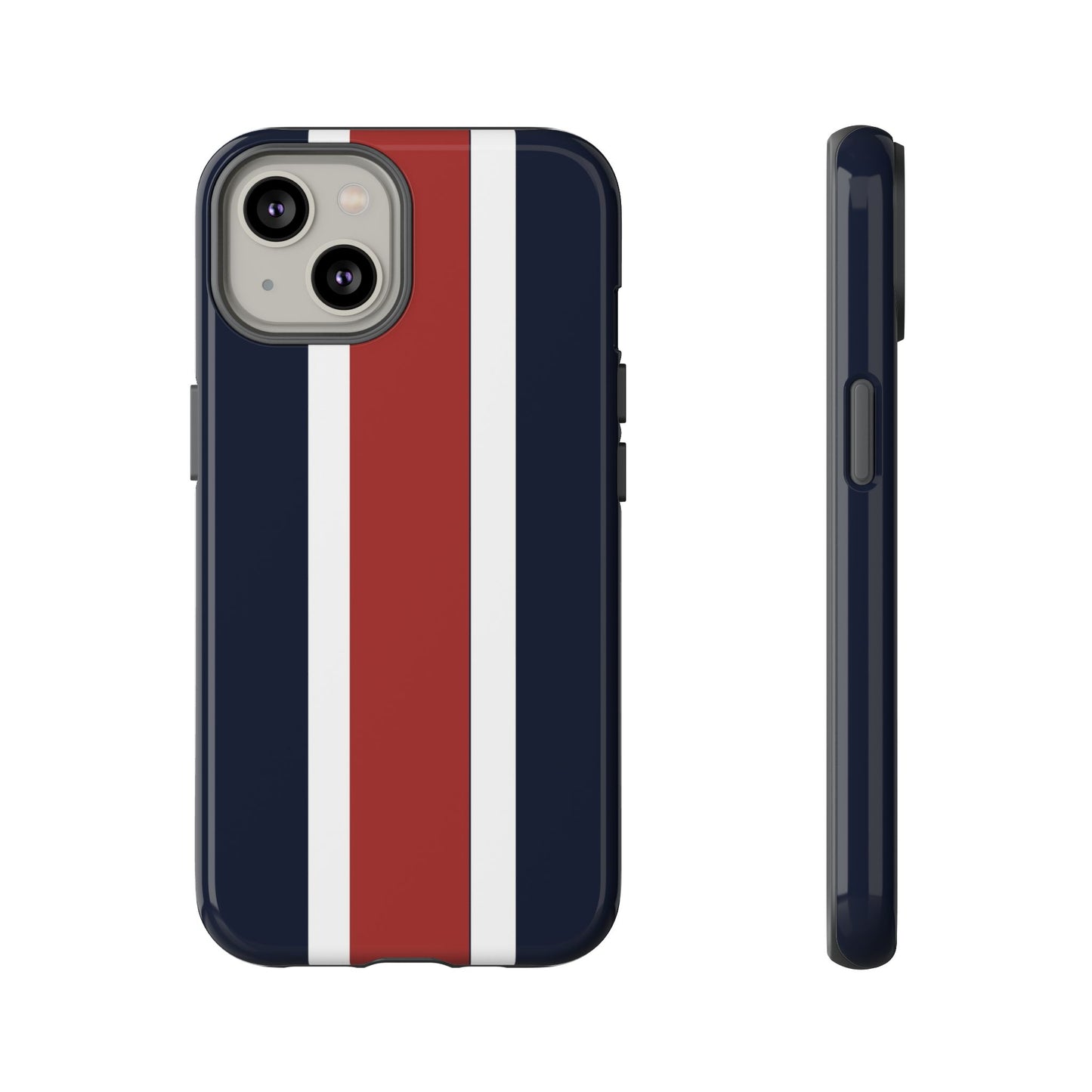 Lunar Midnight & Red-White Striped Stylish Phone Case - Tough Cases, Custom iPhone Cover, Sleek Phone Accessories, Gifts for Him/Her