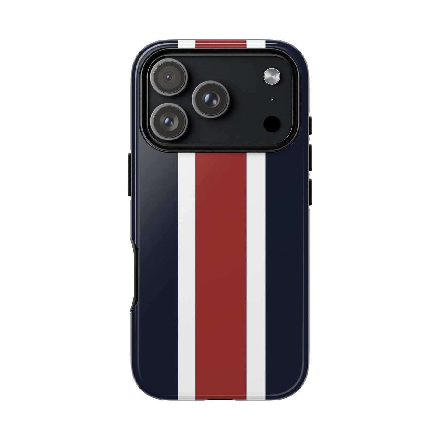 Lunar Midnight & Red-White Striped Stylish Phone Case - Tough Cases, Custom iPhone Cover, Sleek Phone Accessories, Gifts for Him/Her