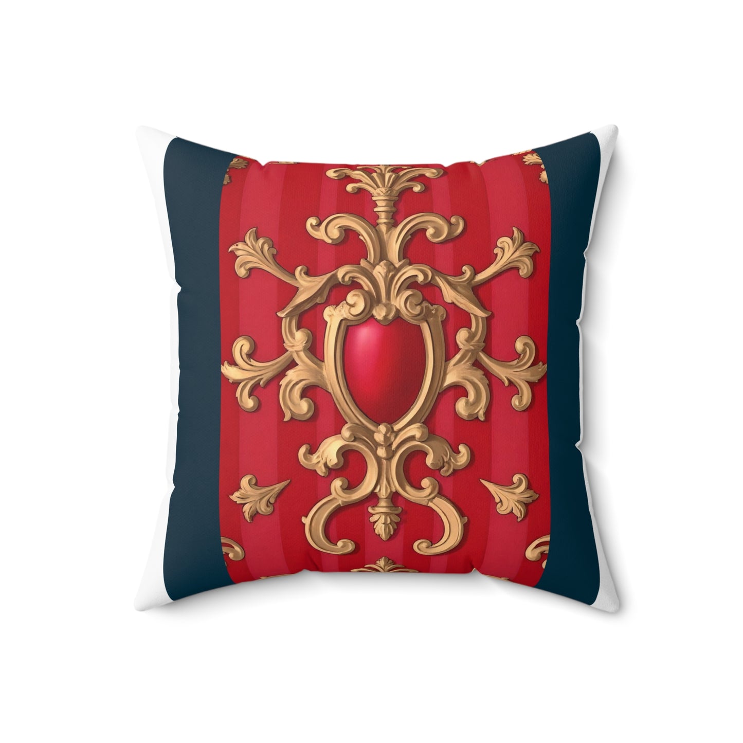 Regal Decorative Pillow - Elegant Home Decor, Luxury Cushion, Statement Pillow, Gift for Homeowners - Blue, Red & White Striped Baroque