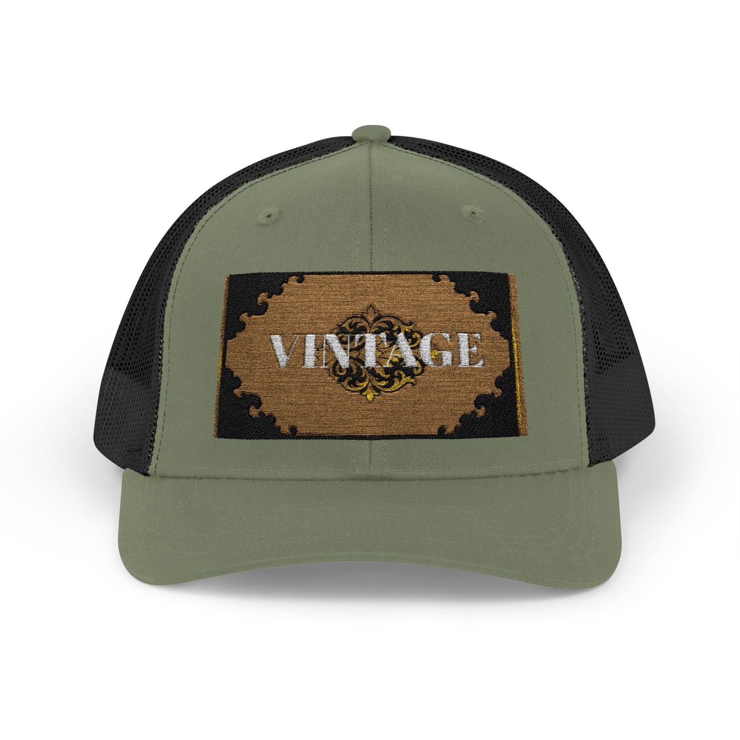 Mauve & Black-Gold Vintage Baroque Patch Trucker Cap