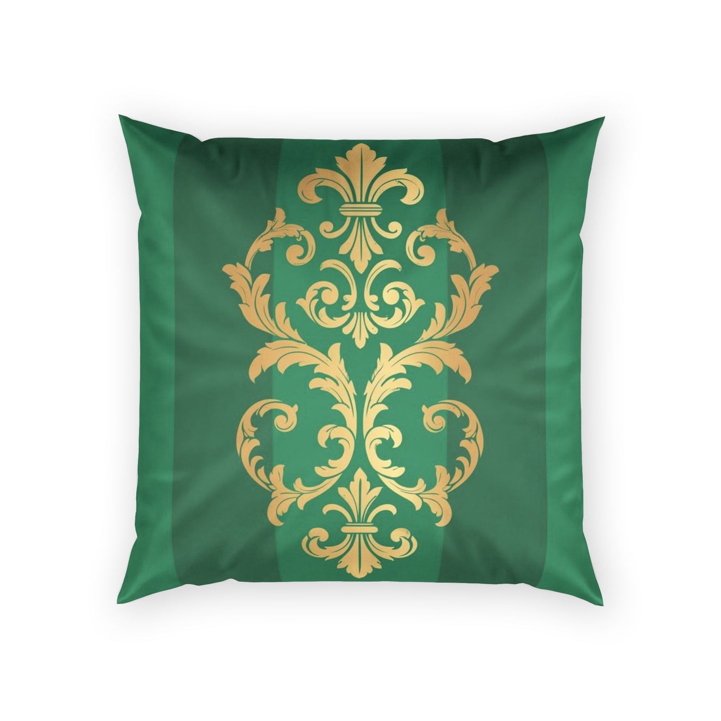Green Striped Baroque Gold Poly Velvet Pillow