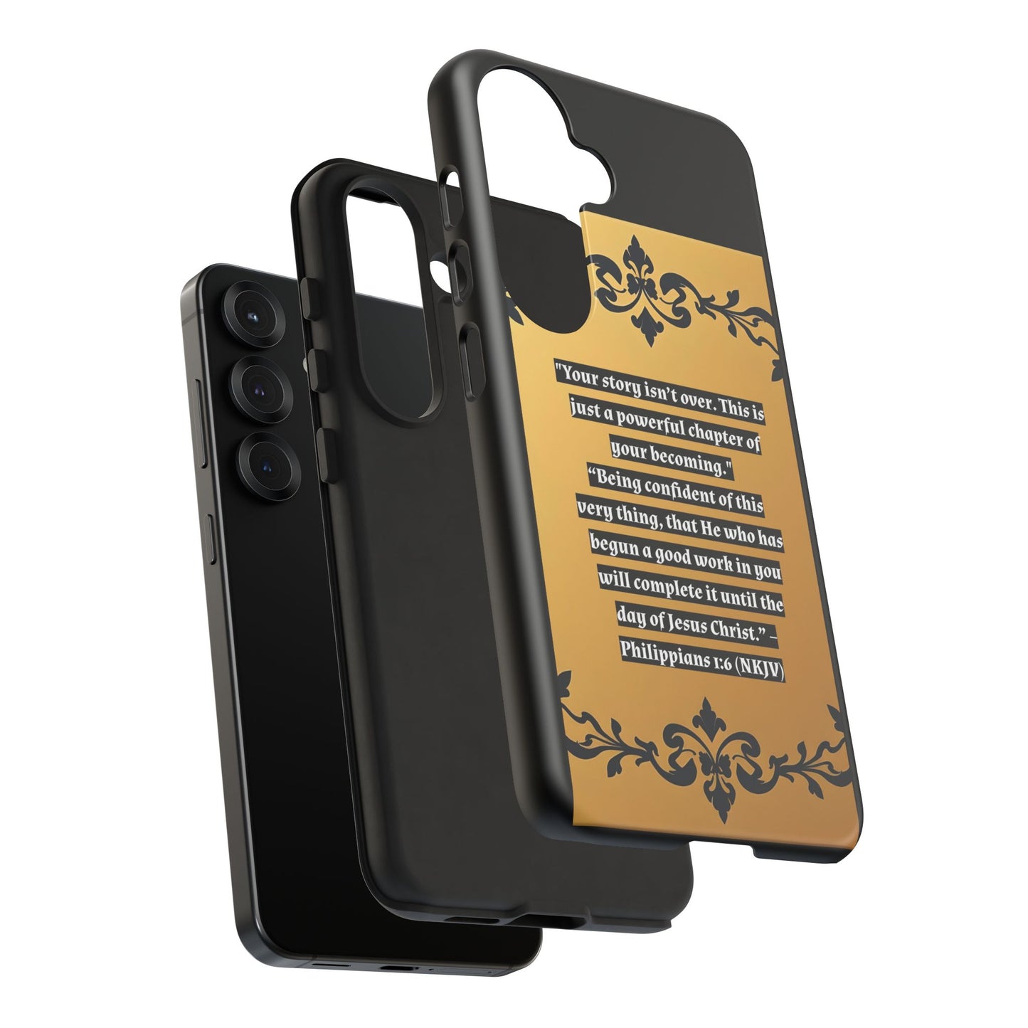 Elegant Floral Motif Phone Case - Tough Cases with Vintage Design - "Your story isn't over"