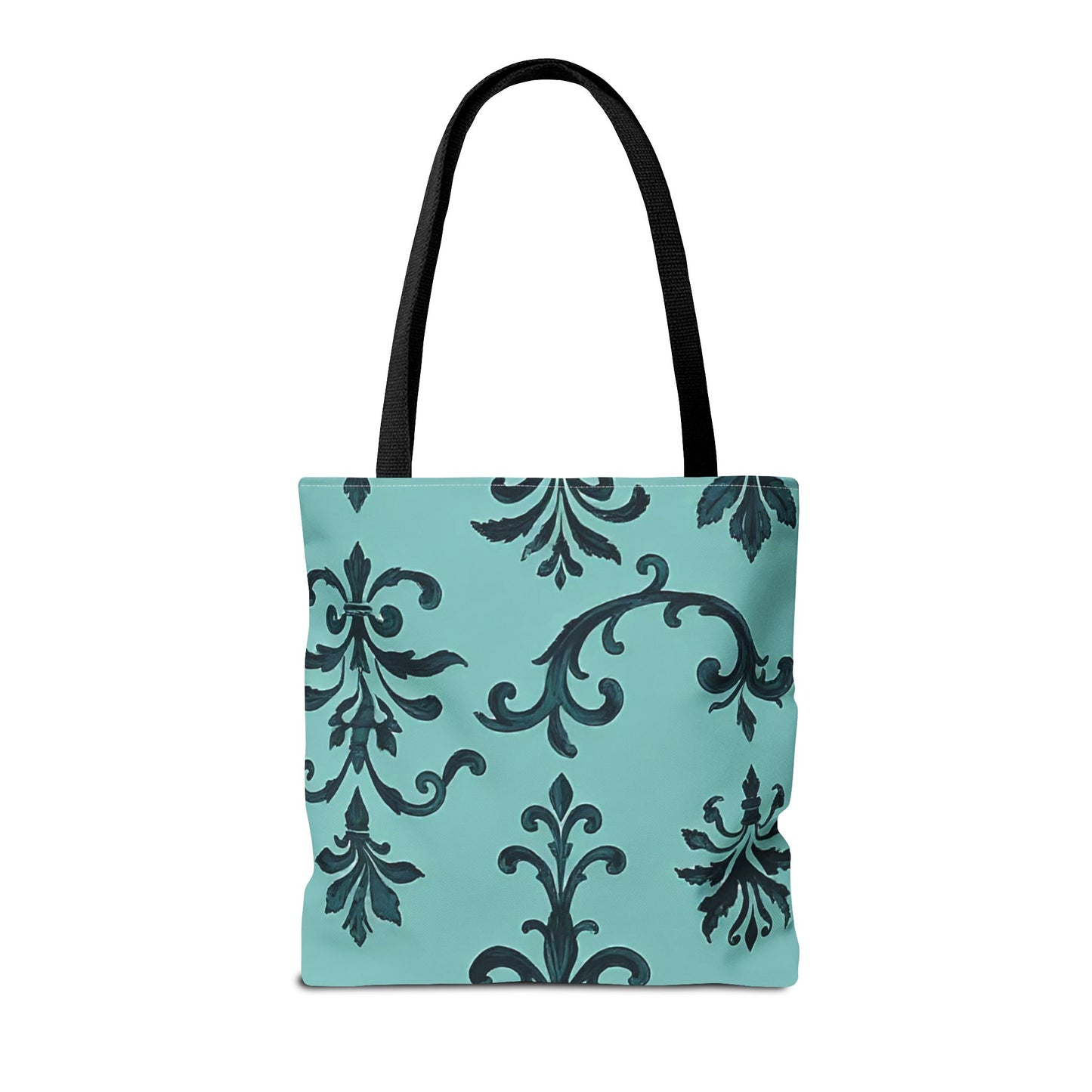 Chic Floral Tote Bag – Stylish Canvas Shopper, Gift for Her, Birthday Present, Everyday Use, Eco-Friendly, Floral Print - Teal Striped Rococo