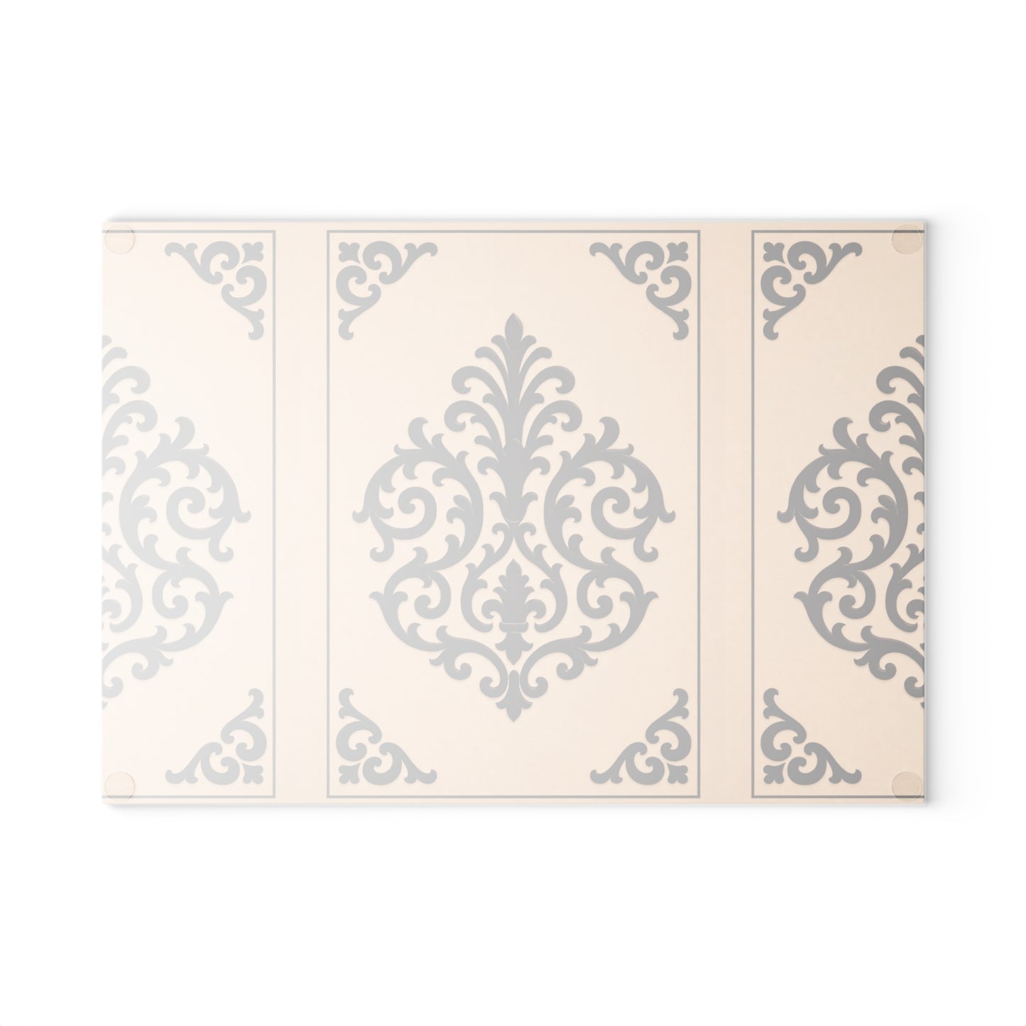 Almond-Beige & Brown Baroque Glass Cutting Board — Elegant Kitchen Trivet & Prep Surface