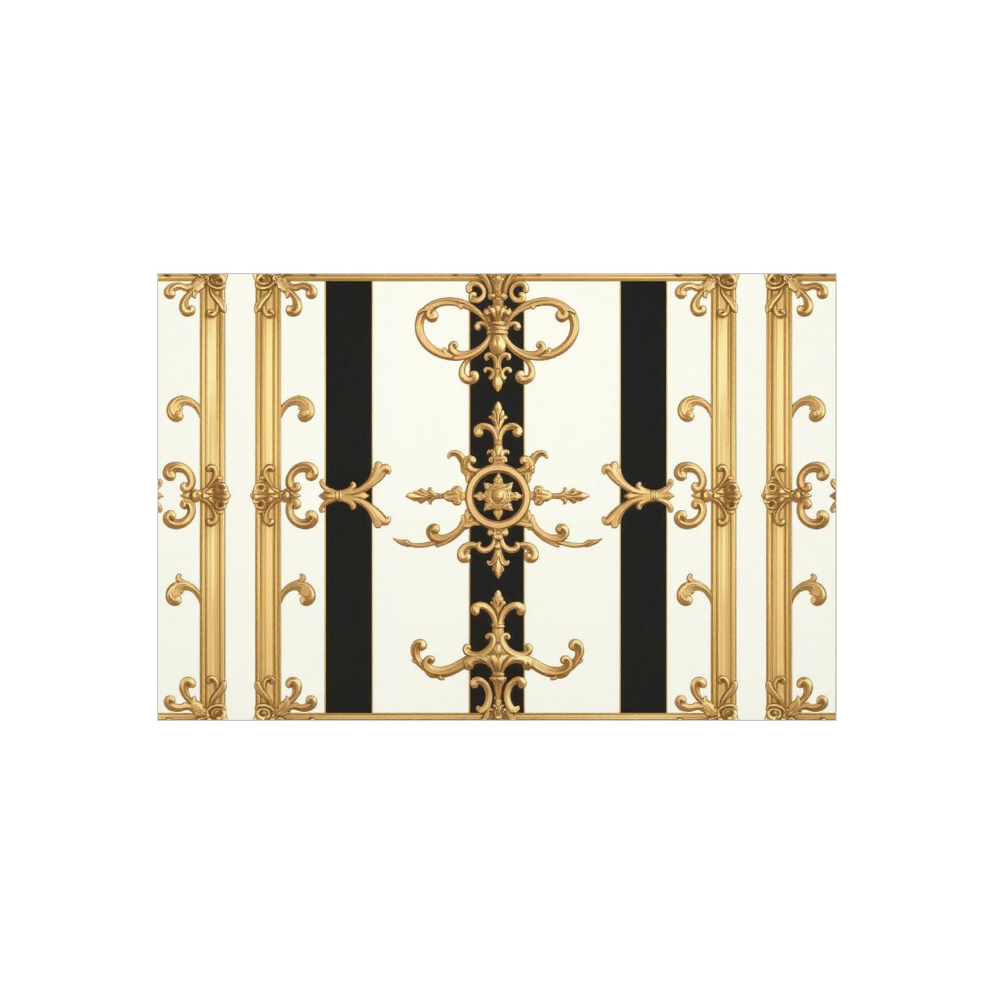 Elegant Foam Board Wall Art, Decorative Display, Home Decor, Office Decor, Visual Boards, Art Displays - Black & White Striped Gold Baroque