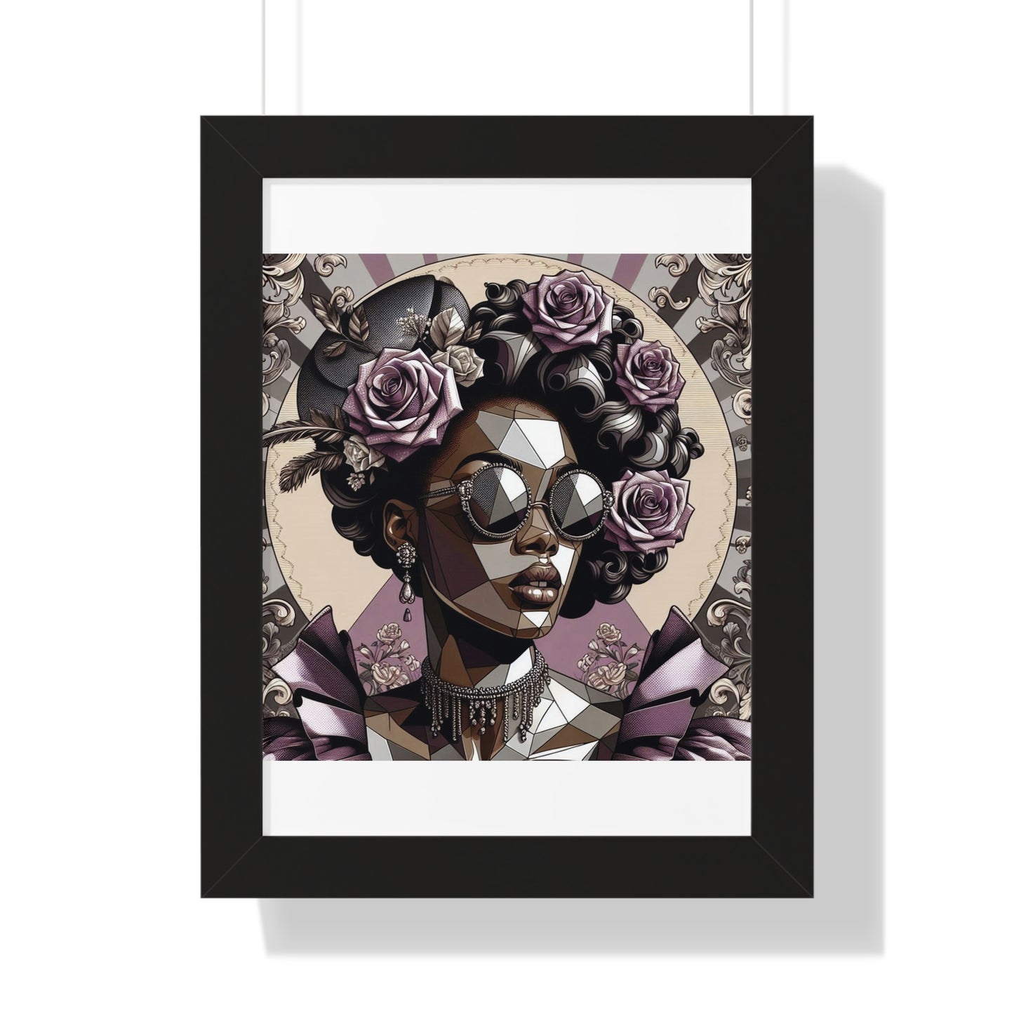 Chic Framed Vertical Poster, Home Decor Wall Art, Modern Art, Gift for Her, Unique Interior Design - Lilac Baroque Lady