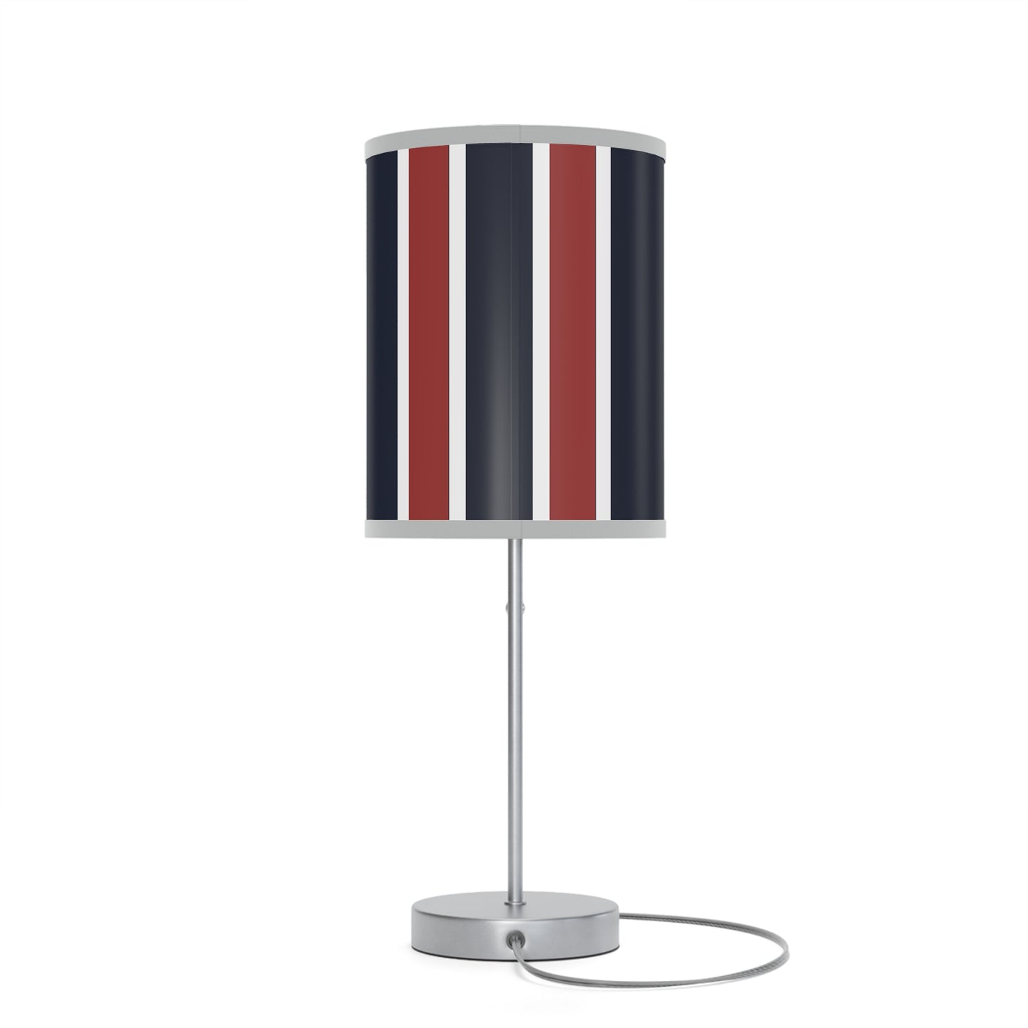 Lunar Midnight & Red-White Striped Stylish Table Lamp, Modern Home Decor, Bedroom Lighting, Unique Gift for Her, Desk Illumination