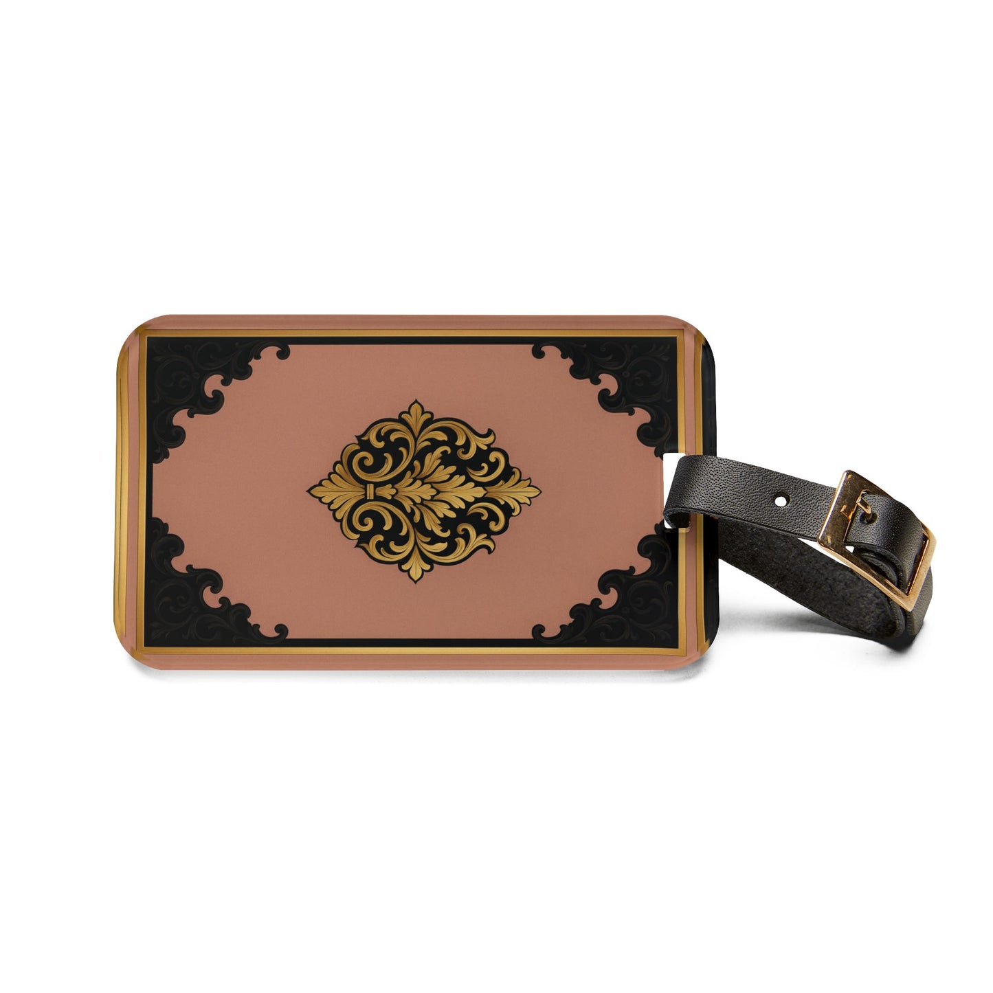 Mauve & Black-Gold Baroque Vintage Luggage Tag — Mauve & Gold Travel ID