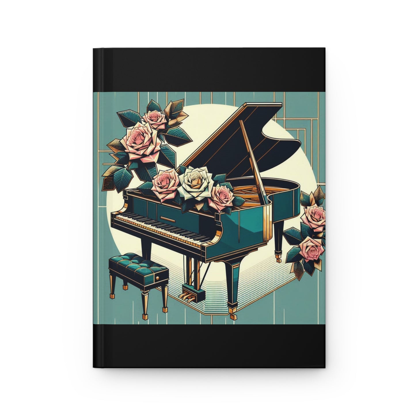 Elegant Piano Flower Hardcover Journal - Perfect for Musicians & Music Lovers