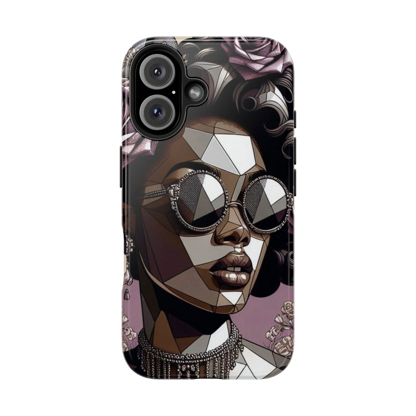 Chic Geometric Phone Case, Stylish Tough Case for Women, Unique Gift, Floral Design, Modern Accessories for Everyday Use - Lilac Baroque Lady