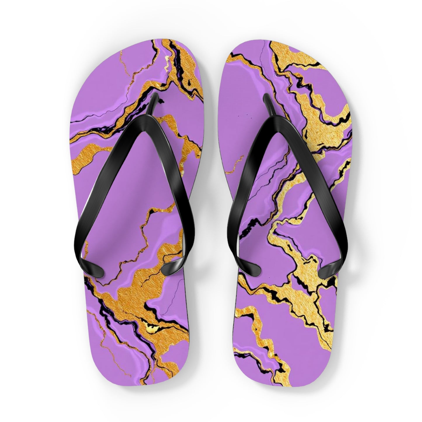Vibrant Marble Lavender Print Flip Flops | Trendy Summer Sandals, Beach Footwear, Vacation Essential, Stylish Outdoor Slippers, Gift for Her