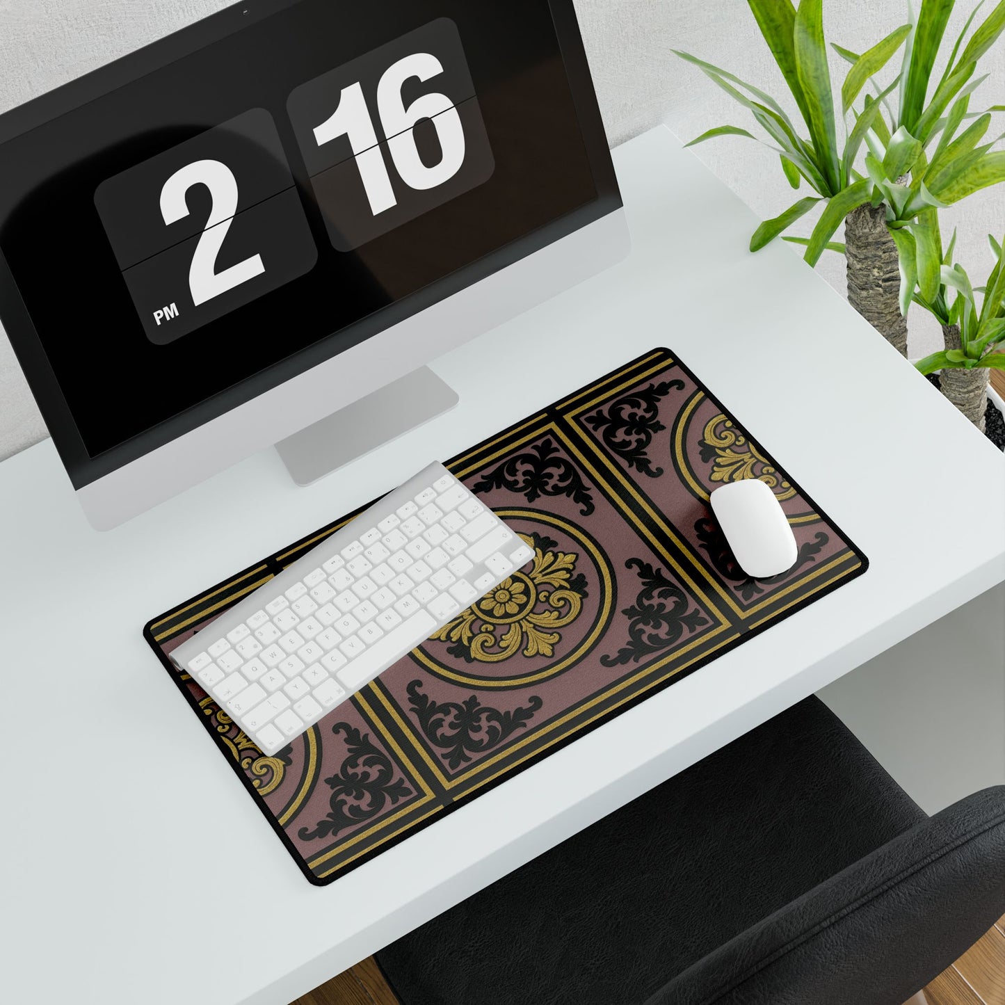 Elegant Gilded Mauve With Gold-Black Baroque Desk Mats for Stylish Workspaces, Office Decor, Personalized Gifts, Holiday Presents, Home Office