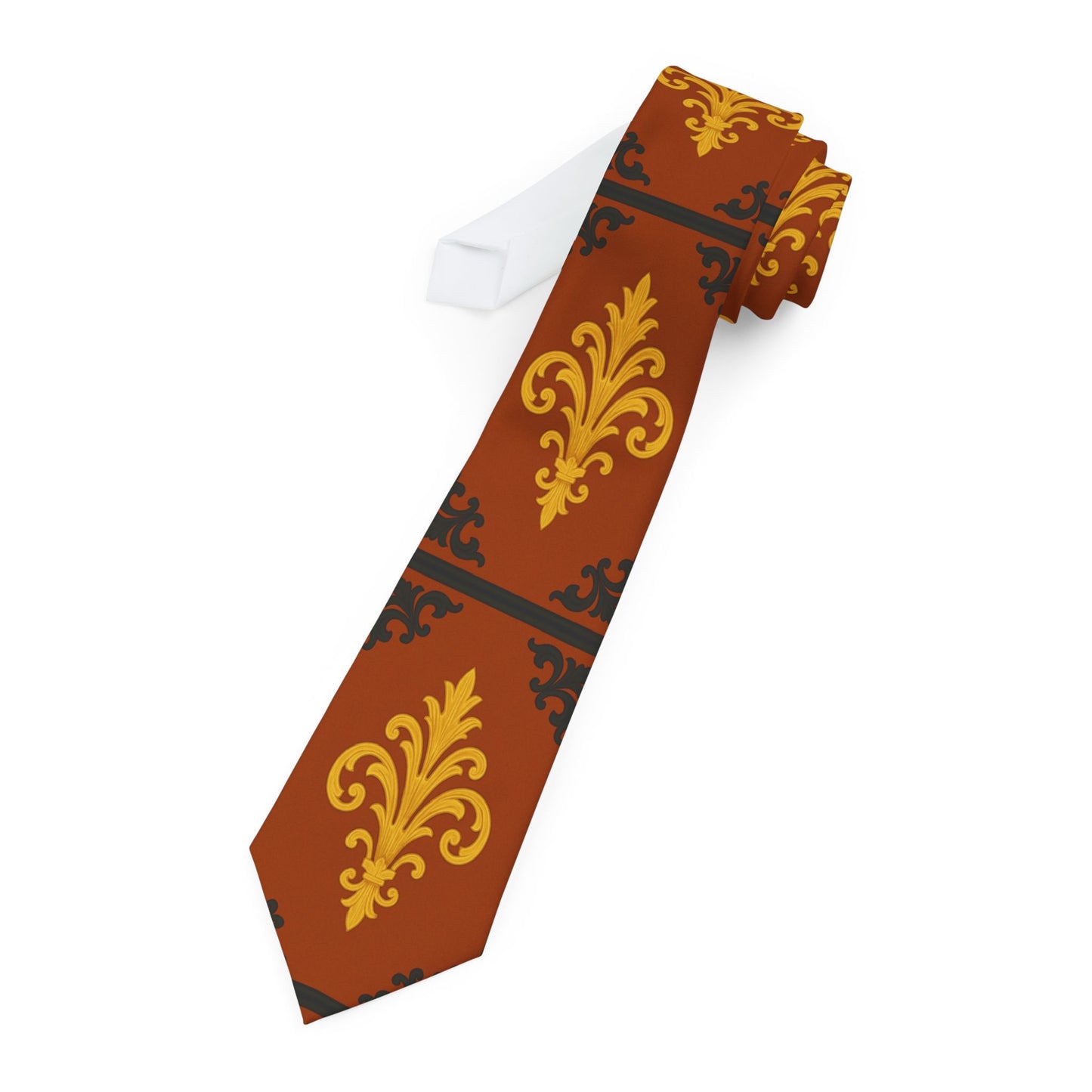 Dusk Terracotta Baroque Necktie — Vintage Gold on Terracotta Formal Tie