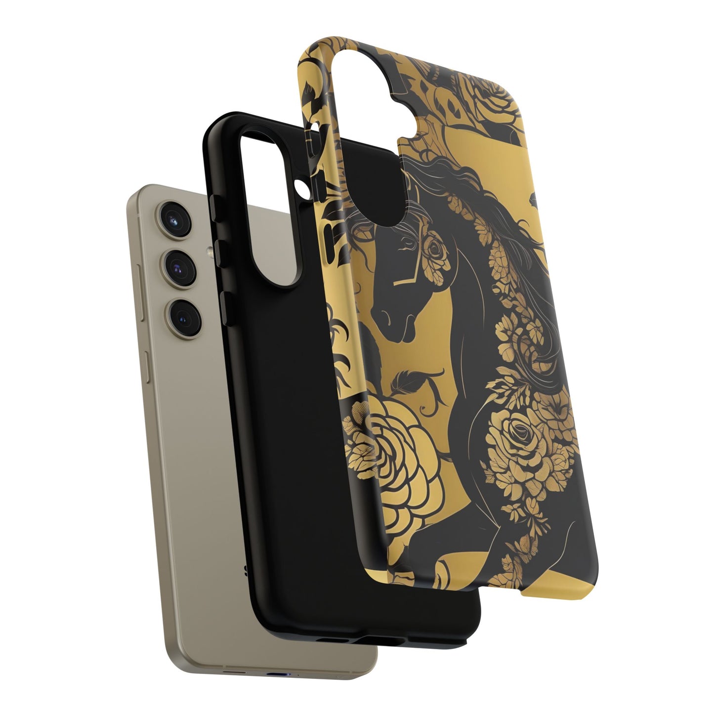 Phone Case - Elegant Horse & Roses Design