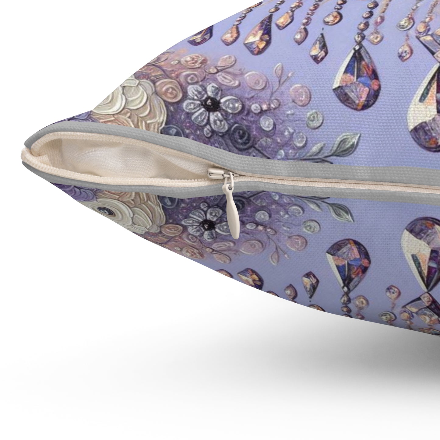 Elegant Chandelier Pillow, Home Decor, Cozy Living Room Accent, Floral Cushion - Lilac Jeweled Chandelier