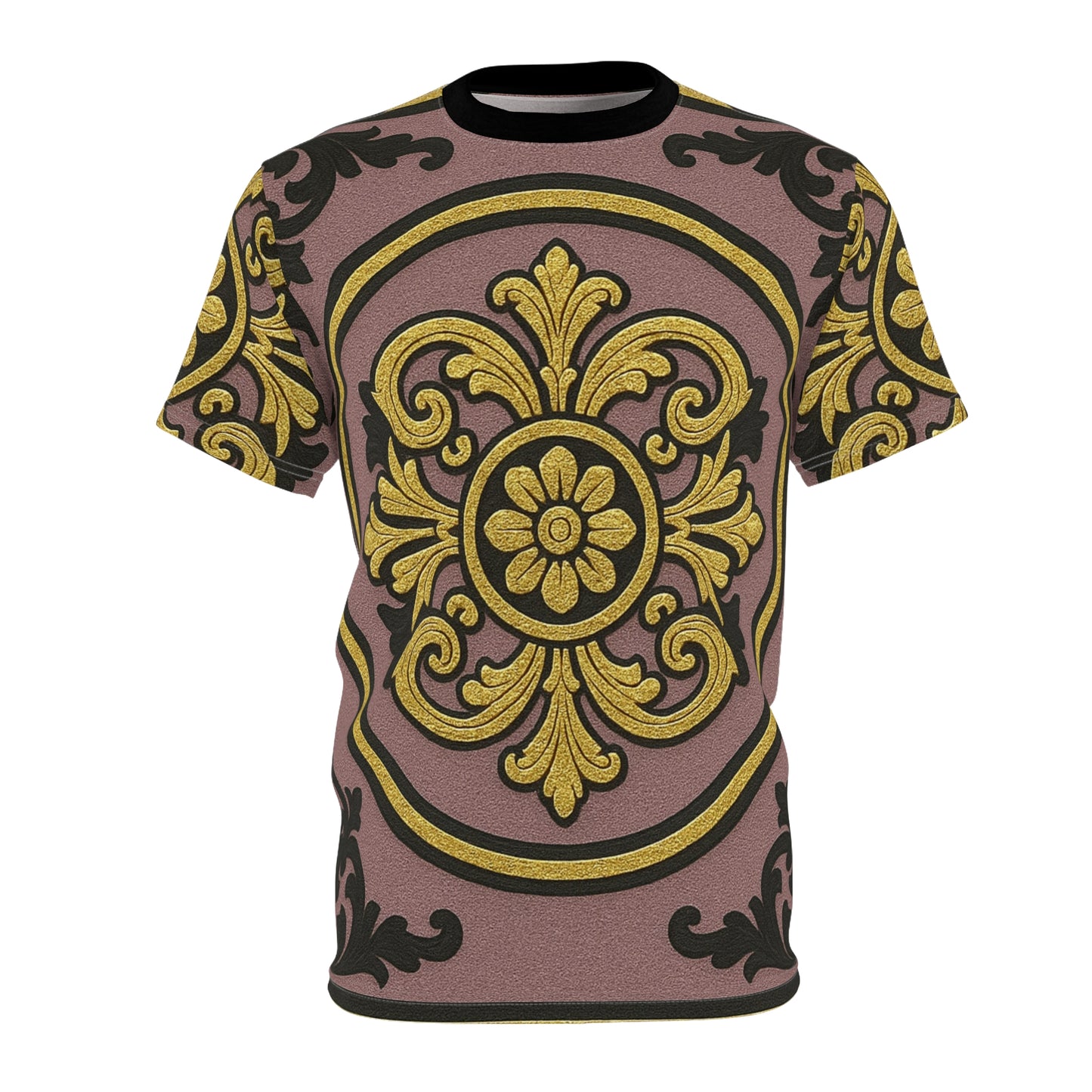 Elegant Gilded Mauve With Gold-Black Baroque Unisex Cut & Sew Tee, Vintage Style Shirt, Bohemian Graphic Tee, Gift for Her, Fashion Essential