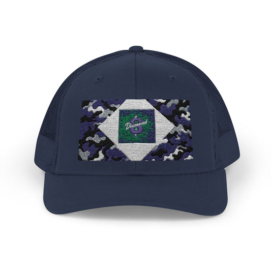Colorful Floral Snapback Trucker Cap - Perfect for Summer Days, Festivals, Outdoor Adventures, Gift for Nature Lovers - Camo Blue Diamond 8