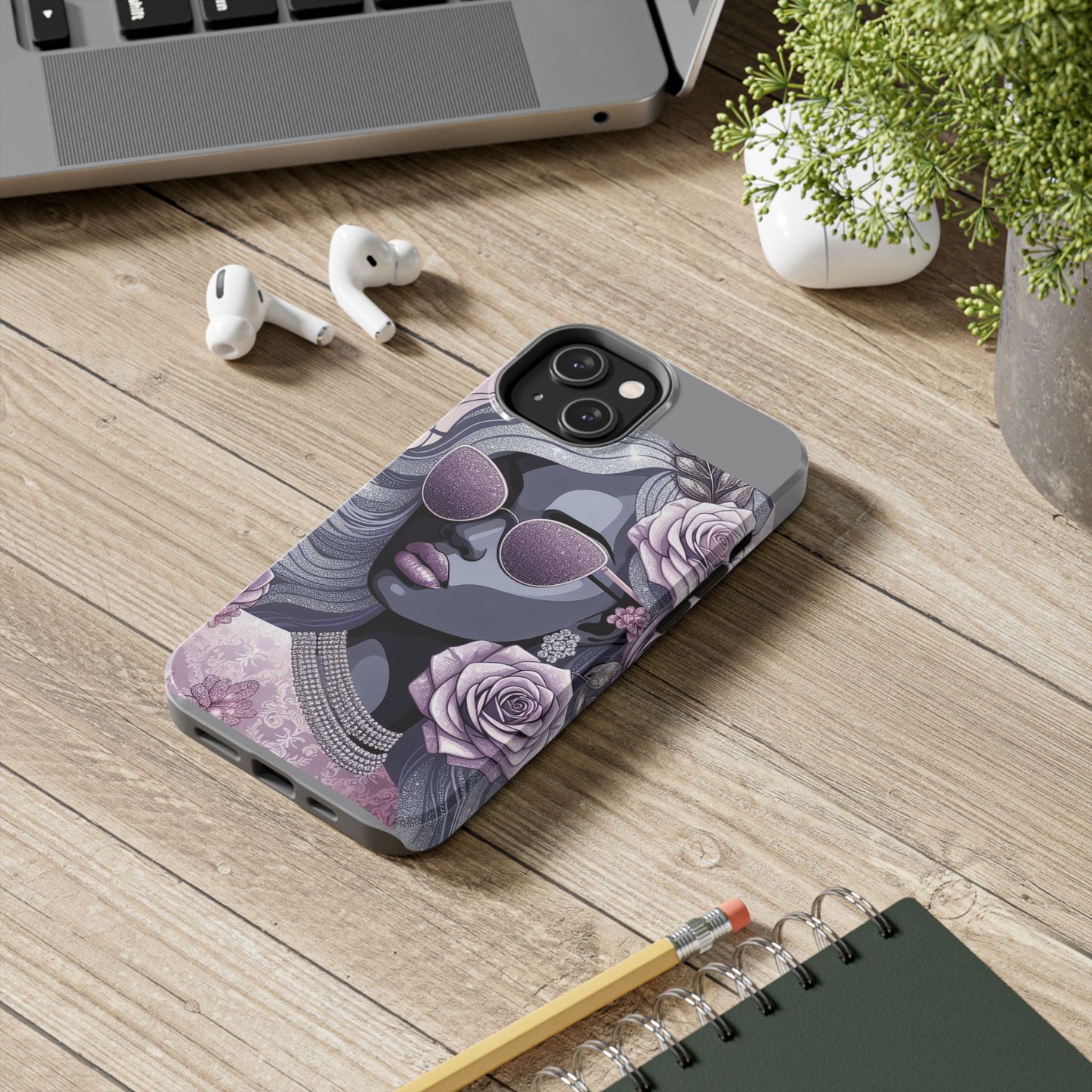 Glamorous Floral Tough Phone Case - Chic Protection for Trendsetters - Lilac & Lavender