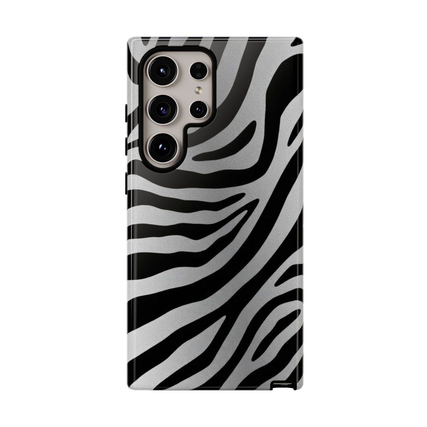 Zebra Print Tough Phone Case - Silver