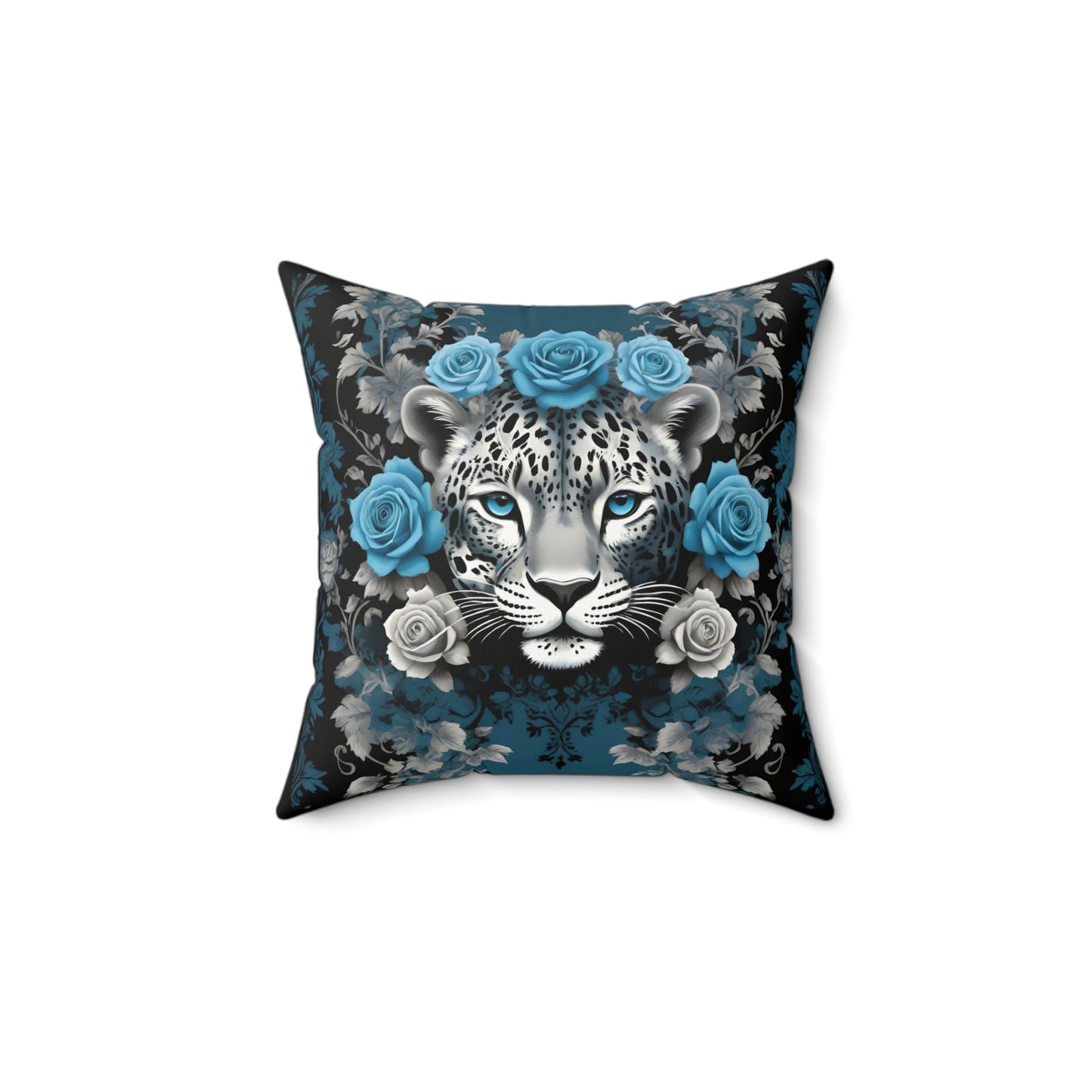 Elegant Leopard Floral Faux Suede Pillow – Stylish Home Decor - Silver Leopard